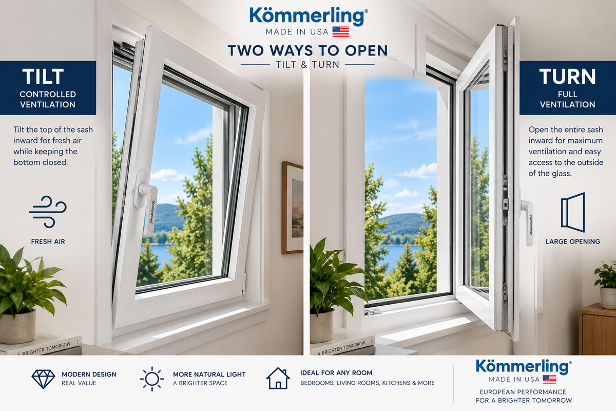 TILT & TURN WINDOW - Black or White - 3 Sizes Available