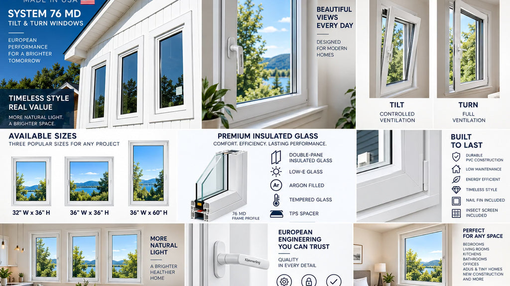 TILT & TURN WINDOW - Black or White - 3 Sizes Available